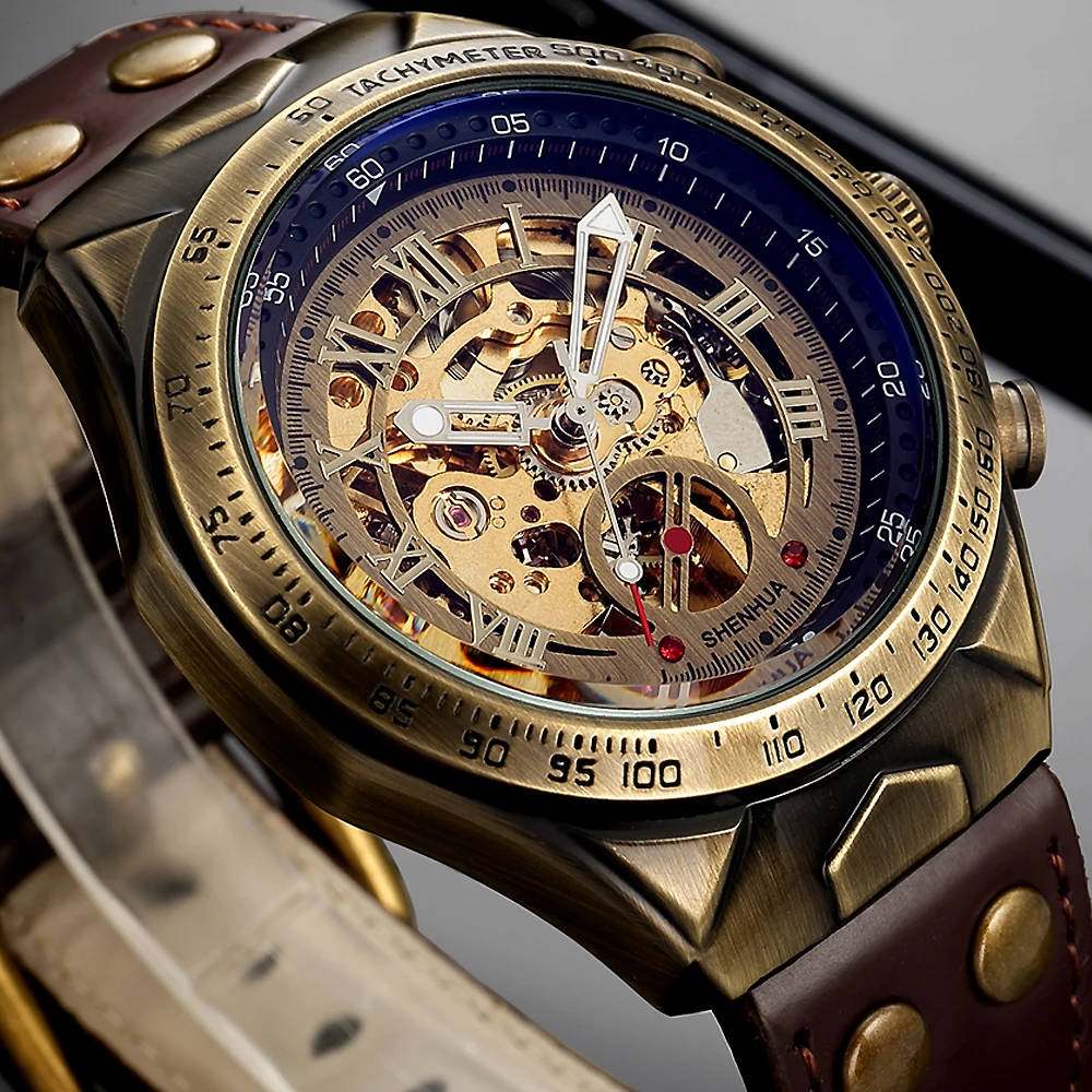 Timeless Elegance: The SHENHUA 02 Vintage Automatic Mechanical Skeleton Watch