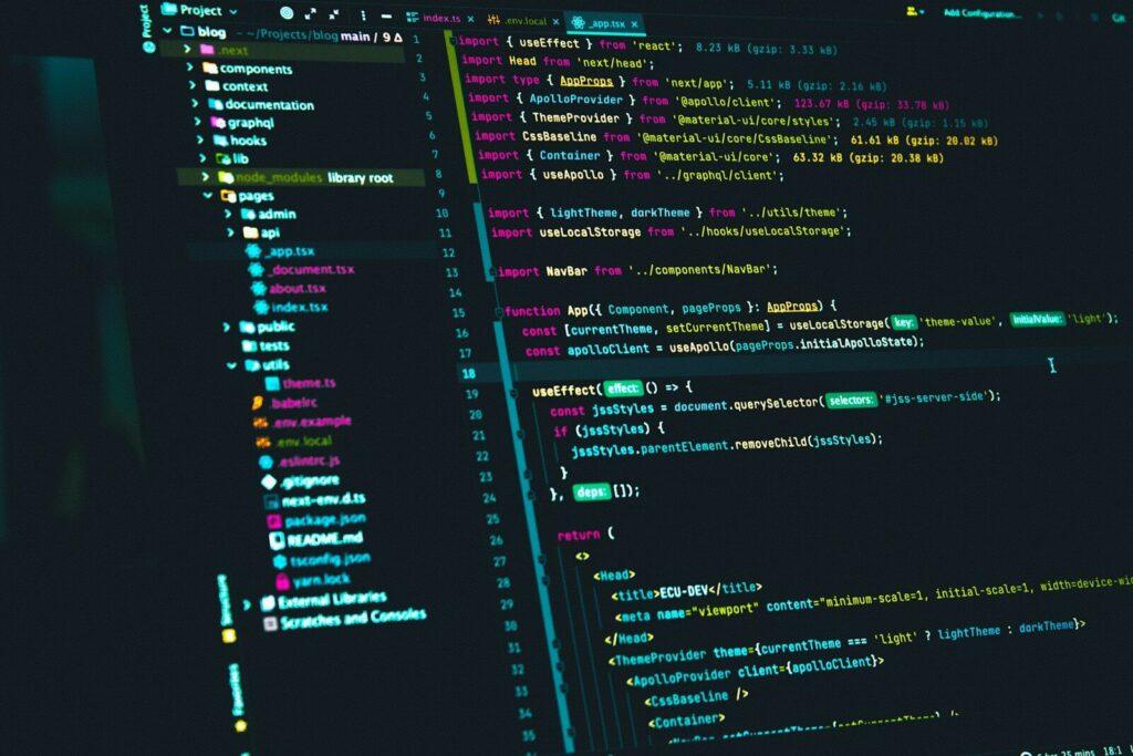 code editor displaying react source code